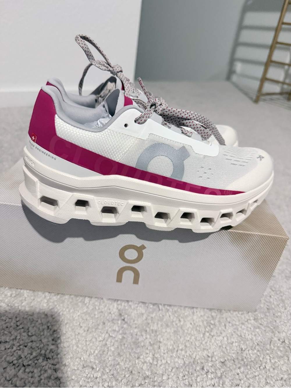 On Running Women's White & Magenta Cloudtec Sneaker
